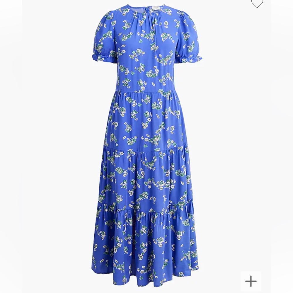 J. Crew Petite puff-sleeve tiered midi dress